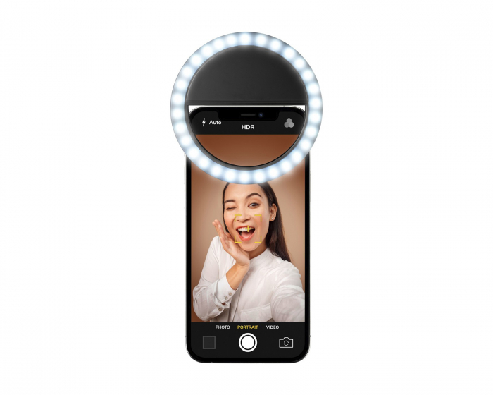 Cellularline Selfie Ring Pocket - Mini Ring Light - LED lampa till Mobilen