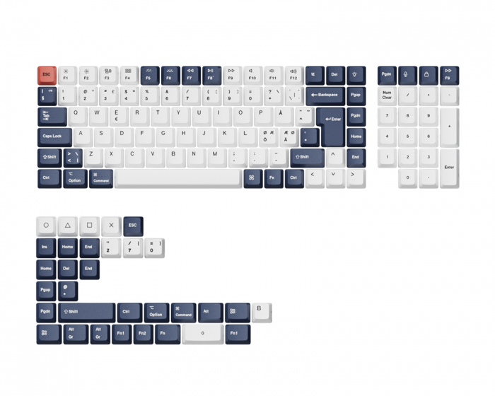 Keychron OEM Dye-Sub PBT Keycap Set - Bluish Black White Full Set Nordic