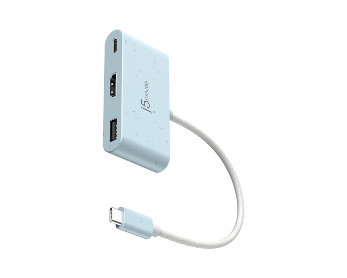 j5create USB-C till HDMI 4K och USB Type-A med 90W Strömförsörjning - Blå