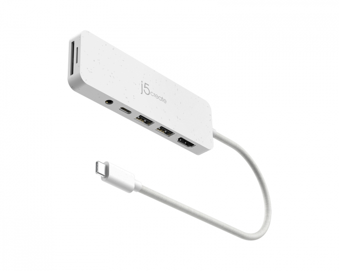 j5create USB-C Multi-Port Hub med 60W Strömförsörjning - Vit