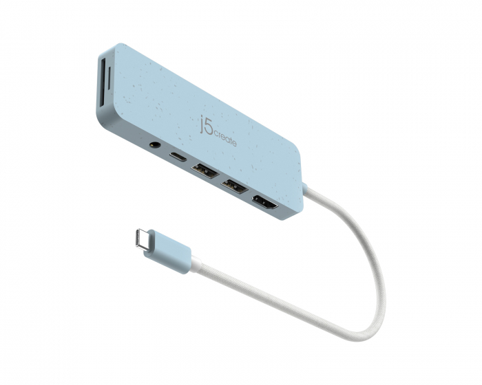 j5create USB-C Multi-Port Hub med 60W Strömförsörjning - Blå