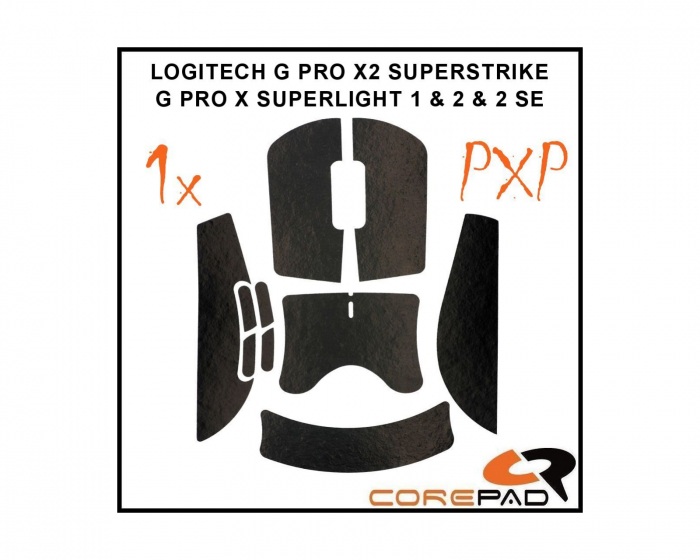 Corepad PXP Grips till G PRO X SUPERLIGHT 1 / 2 / 2 SE & X2 SUPERSTRIKE - Black