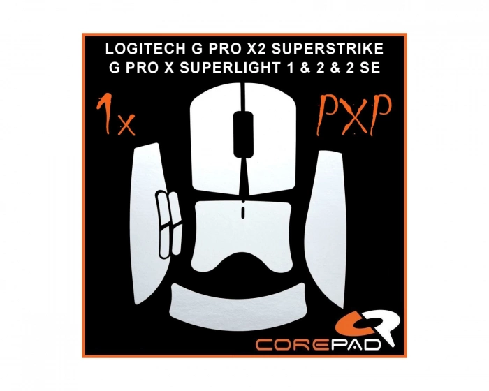 Corepad PXP Grips till G PRO X SUPERLIGHT 1 / 2 / 2 SE & X2 SUPERSTRIKE - White