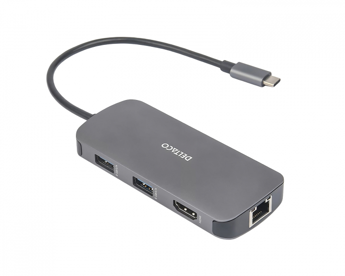 Deltaco USB-C Dockningsstation med 8 Portar - Grå