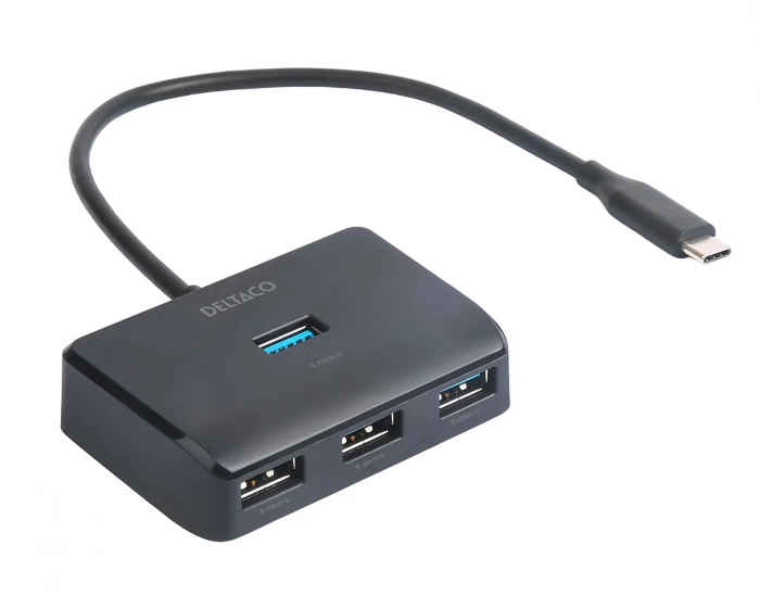 Deltaco USB-C Dockningsstation med 4 Portar - Svart