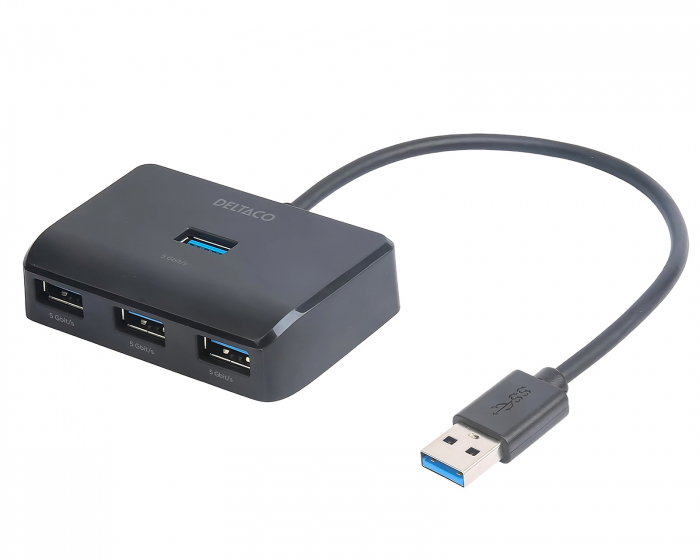 Deltaco USB Dockningsstation med 4 Portar - Svart