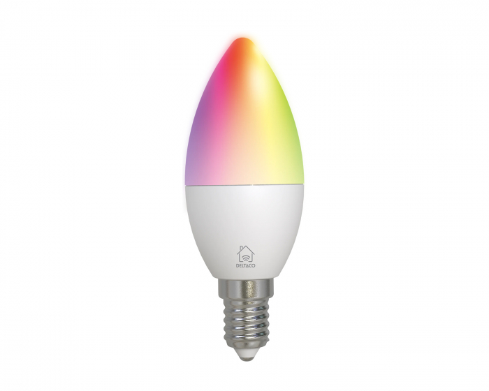 Deltaco Smart Home RGB LED Lampa E14 C37 WiFi 4.9W, RGB