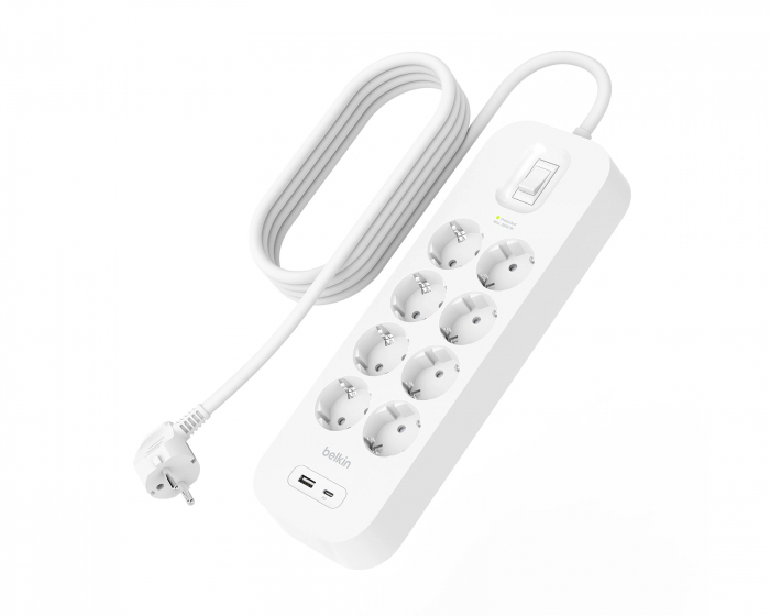 Belkin Grenuttag med Överspänningsskydd - 8 portar - USB-C PD