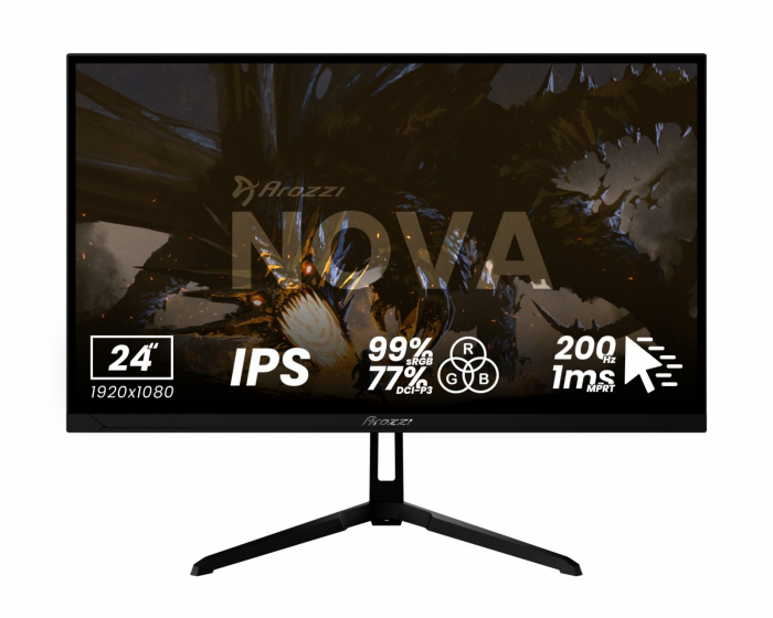 Arozzi Nova 24“ IPS 1920x1080 200Hz Spelmonitor - Svart