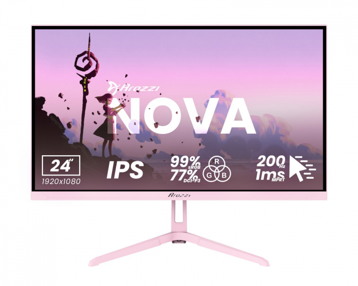 Arozzi Nova 24“ IPS 1920x1080 200Hz Gaming Monitor - Rosa