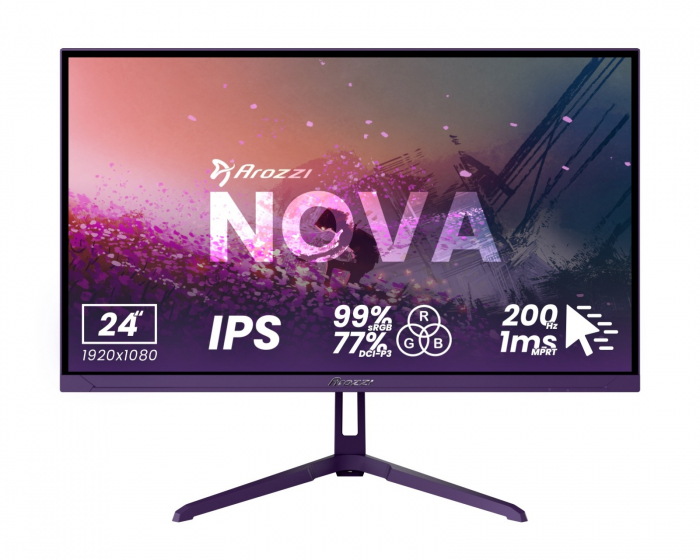 Arozzi Nova 24“ IPS 1920x1080 200Hz Gamingskärm - Lila