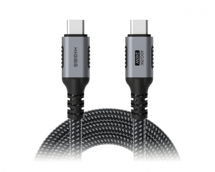 Hagibis USB-C 40G/8K 240W Snabbladdningskabel - 2 m