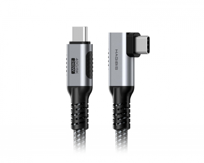 Hagibis USB-C 40G/8K 240W Snabbladdningskabel 90° Vinkel– 1.2 m