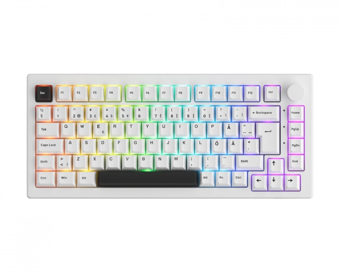 Akko 5075B Plus-S Black on White Trådlöst Tangentbord - Vit [V3 Lavender Purple Pro]