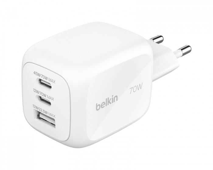 Belkin BoostCharge Pro GaN 70W Väggladdare med reseadapter