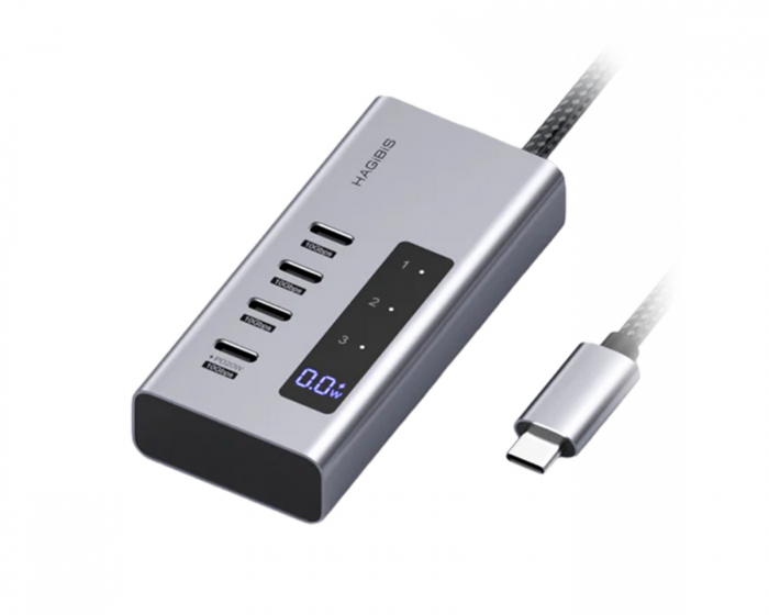 Hagibis USB-C-hubb med Laddstation och LED-display