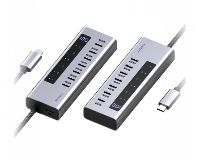 Hagibis 6-Port USB-C Hub 10Gbps LED-display