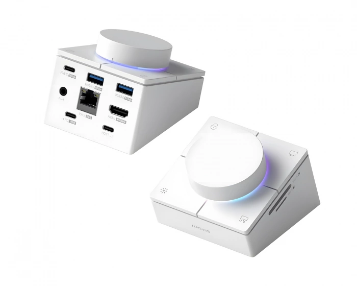 Hagibis USB-C-hubb med Ratt och Genvägsknappar – 2,5G Ethernet-port – Vit