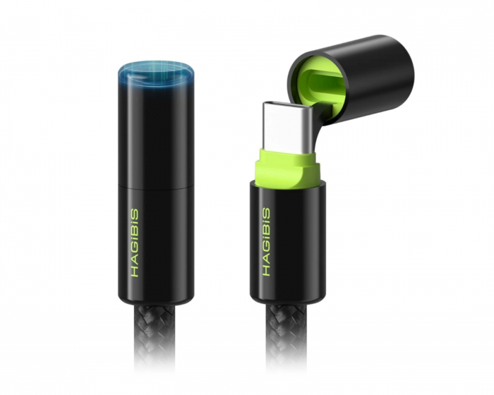 Hagibis USB-C 240W Snabbladdningskabel 1.2m - Svart/Grön