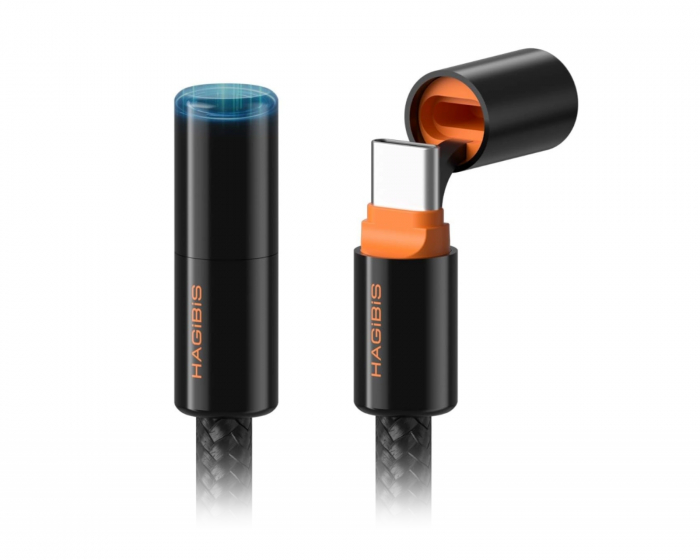 Hagibis USB-C 240W Snabbladdningskabel 1.2m - Svart/Orange