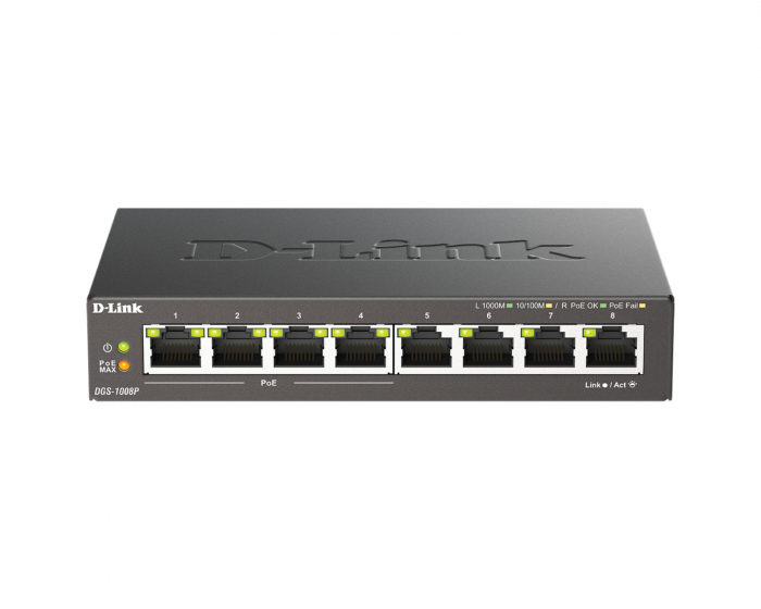 D-Link 8-Port 10/100/1000 Desktop Switch with 4 PoE Ports