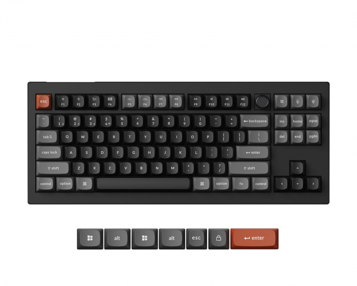 Keychron V3 Ultra 8K Hotswap Knob Trådlöst ISO Tangentbord - Svart [Silk POM Red]