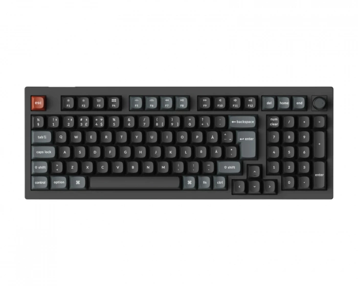 Keychron V5 Ultra 8K Hotswap Knob Trådlöst ISO Tangentbord - Svart [Silk POM Red]