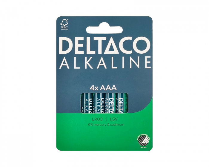 Deltaco AAA Alkaliska batterier 4-pack