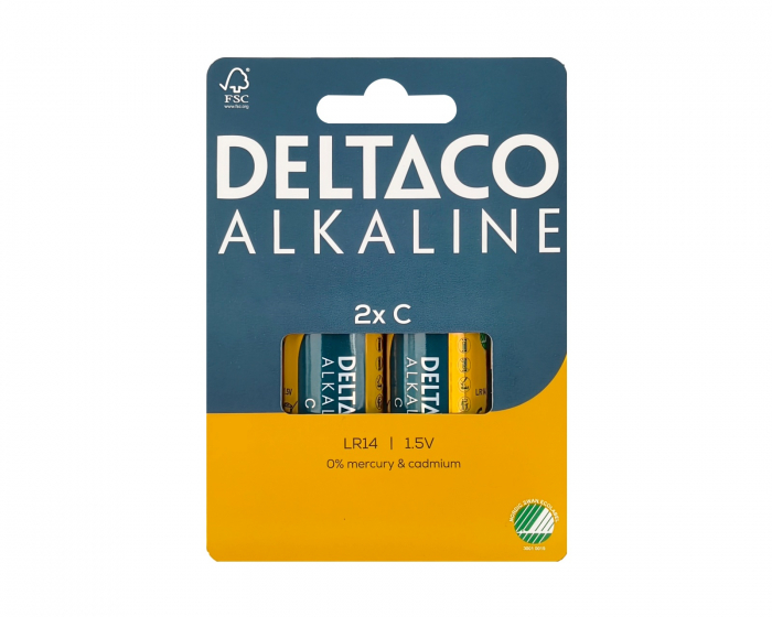 Deltaco C/LR14 Alkaline batteri 2-pack