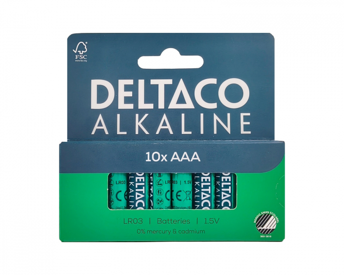 Deltaco AAA Alkaliska batterier 10-pack