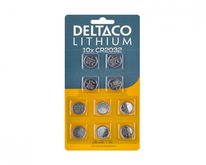 Deltaco CR2032 Litiumbatterier 10-pack