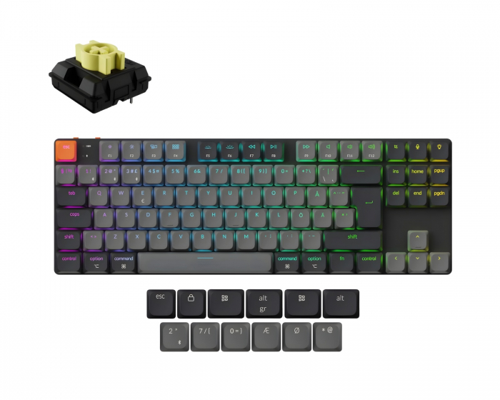 Keychron K1v6 Low Profile QMK Trådlöst Tangentbord [Gateron Banana] - Ljusgrå
