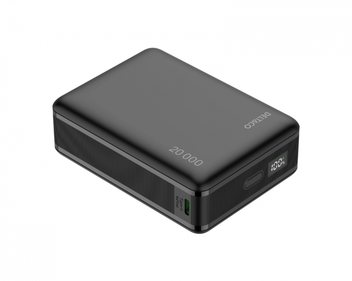 Deltaco Powerbank 20 000 mAh, PD 65 W - Svart