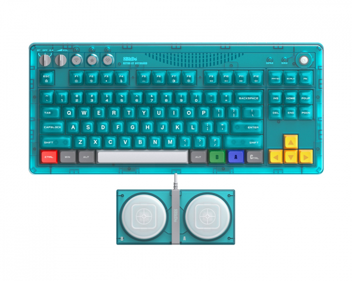 8Bitdo Retro Mechanical Keyboard - Trådlöst Tangentbord ANSI - Clear Blue