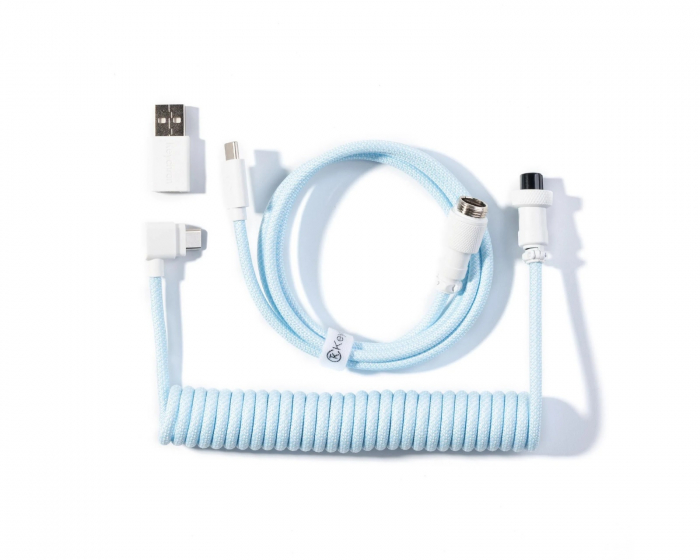 Keychron Coiled Aviator Kabel Angled 8K - Ljusblå
