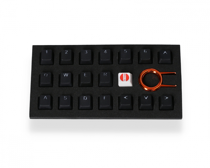 Tai-Hao 18-Key Gummi Double-shot Bakgrundsbelyst Keycap-set - Svart