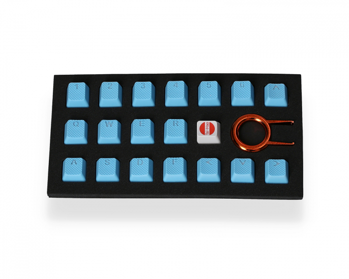 Tai-Hao 18-Key Gummi Double-shot Bakgrundsbelyst Keycap-set - Neonblå