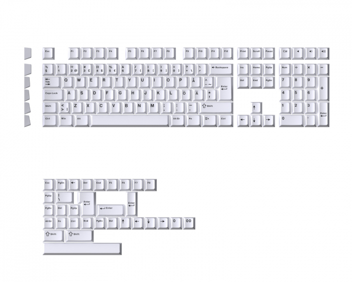 MaxCustom Essential BoW Cherry Double-Shot PBT Keycaps Nordic - Vit (DEMO)