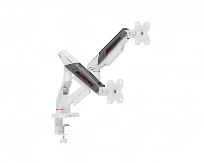 MaxMount Skärmstativ med Mekanisk Fjäder – 2 Skärmar – Vit (DEMO)