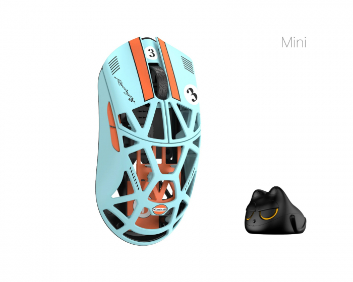 WLMouse Beast X Mini Pro - Blå/Orange [Omron Opticals] - Solid Side (DEMO)