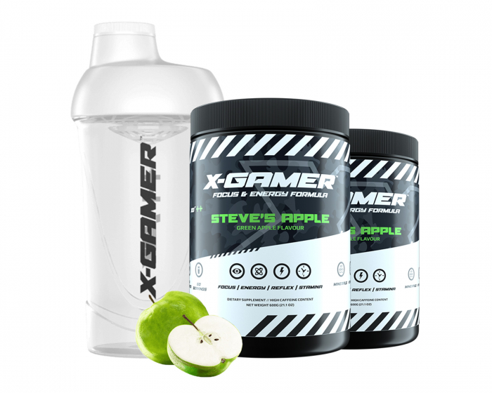 X-Gamer 2 x 600g X-Tubz Steves Apple - 60 Portioner + Shaker