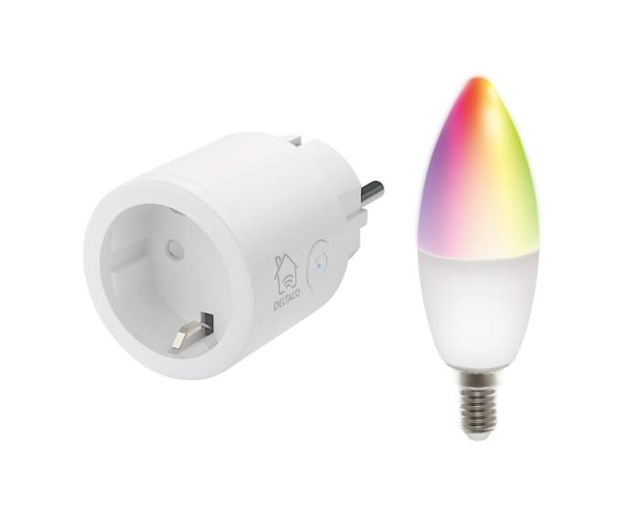 Deltaco Smart Home Smart Plug WiFi + RGB LED-lampa E14 WiFI 5W