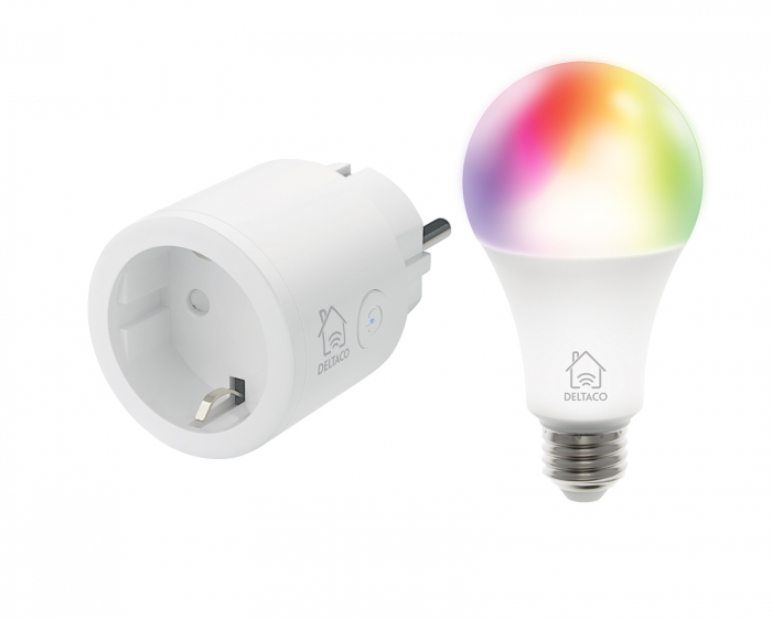 Deltaco Smart Home Smart Plug WiFi + RGB LED-lampa E27 WiFI 9W