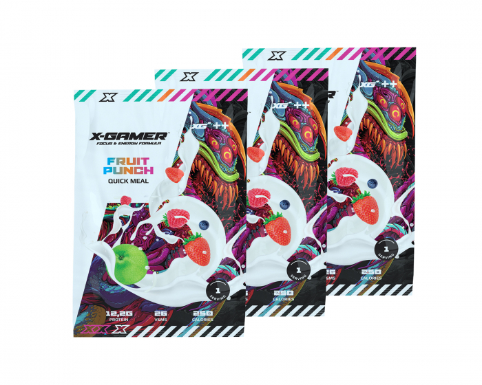 X-Gamer Quick Meal Pack - 3 Serveringar (210g) - Fruit Punch