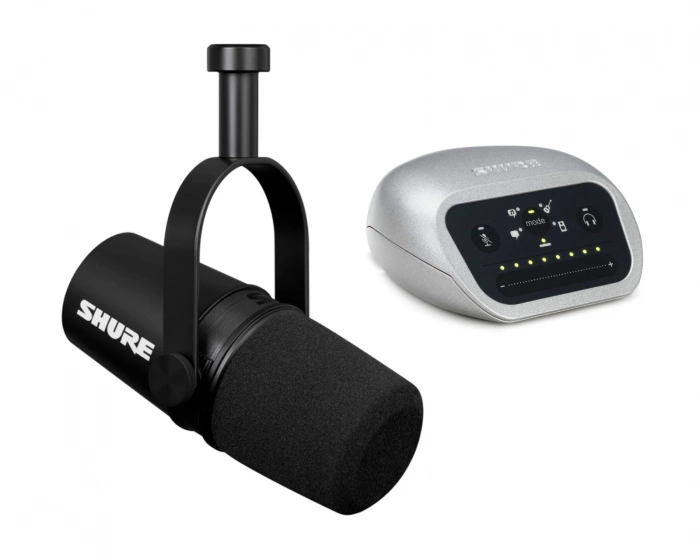 Shure MV7X XLR Podcast Mikrofon + MVI/A-LTG Digital Audio Interface Bundle