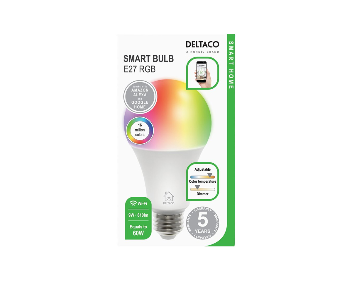 Köp Deltaco RGB LED Lampa E27 WiFi 9W på MaxGaming.se Köp Deltaco RGB LED Lampa E27 WiFi 9W på MaxGaming.se