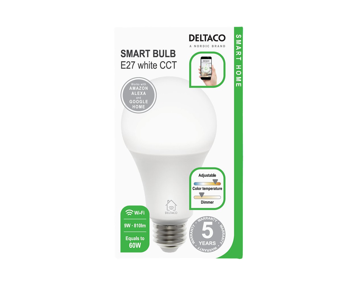 Köp Deltaco Smart Home LED lampa E27 WiFI 9W, Dimbar på Köp Deltaco RGB LED Lampa E27 WiFi 9W på MaxGaming.se