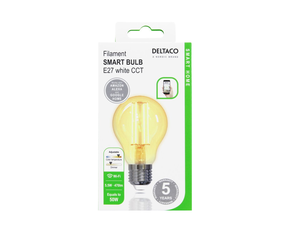 Köp Deltaco E27 Filament LED Lampa på MaxGaming.se Köp Deltaco RGB LED Lampa E27 WiFi 9W på MaxGaming.se