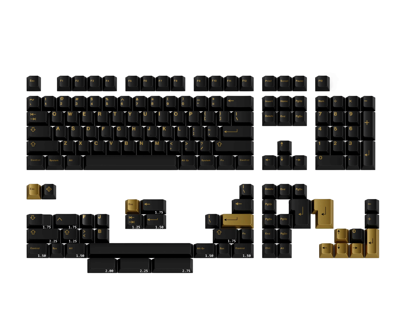 キーボード GMK Black & Gold Base GMK Black & Gold CYL Base Kit - MaxGaming.se
