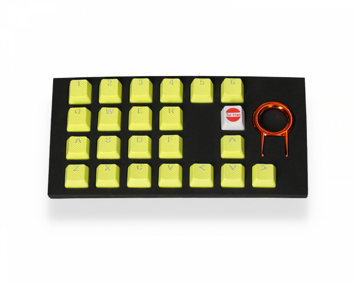 Tai-Hao 22-Key Gummi Double-shot Bakgrundsbelyst Keycap-set - Gul